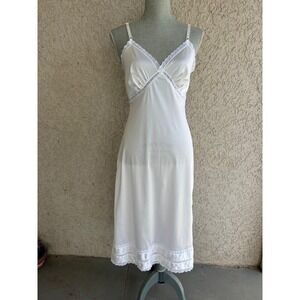 Vintage Sears White Nylon & Lace Slip Coquette Cottagecore Dress Size 34